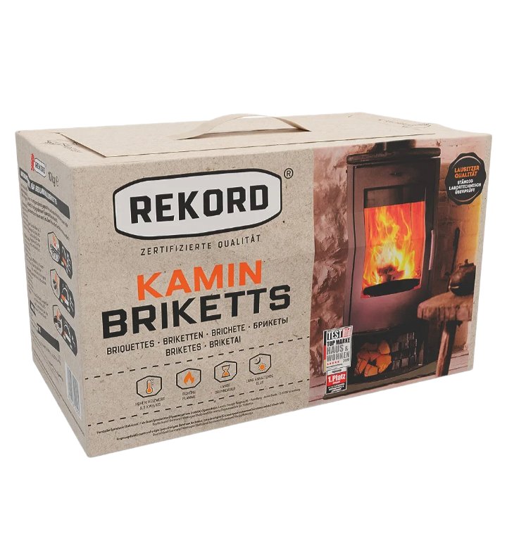 Rekord Bruinkoolbriketten - Lange Brandduur - Pallet 900kg (90 pakken)