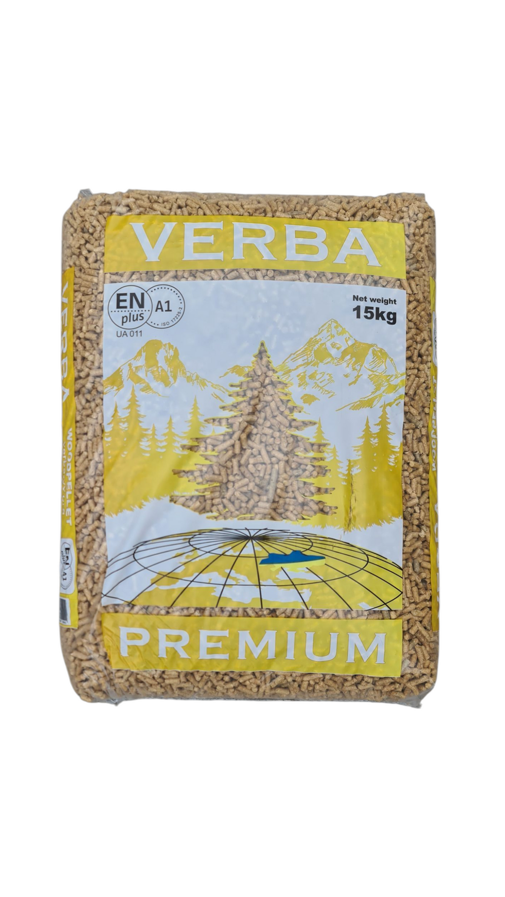 Verba Houtpellets EN+A1 15kg - Naaldhout Lichtbruin - Pallet 975kg (65 zakken)